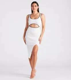 Windsor. Casual Chic Cutout Midi Sweater Dress