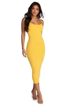 Windsor. Sleek Style Ribbed Midi Dress