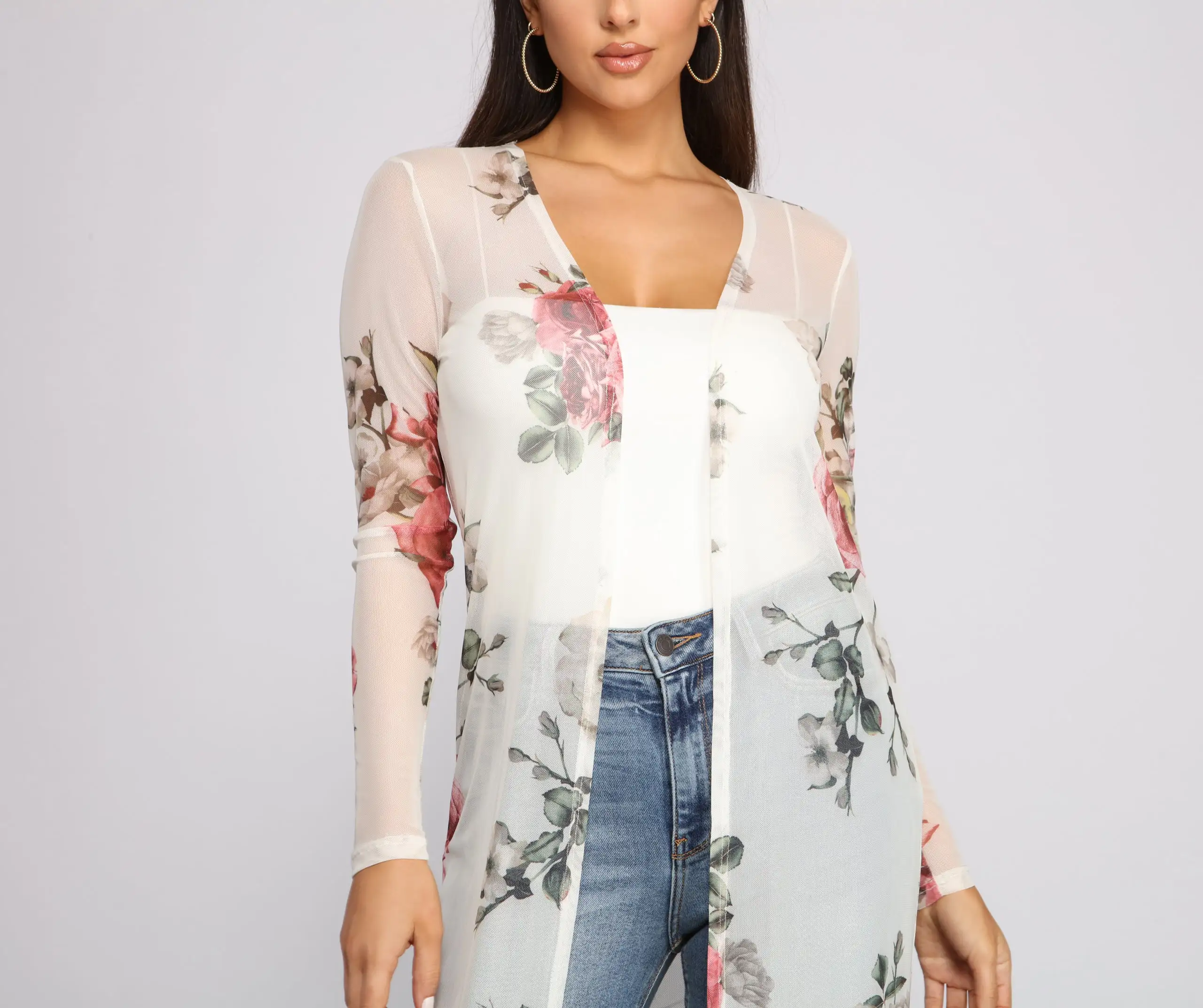 Windsor. Flowy In Floral Mesh Duster 5 Windsor. Flowy In Floral Mesh Duster - Image 3