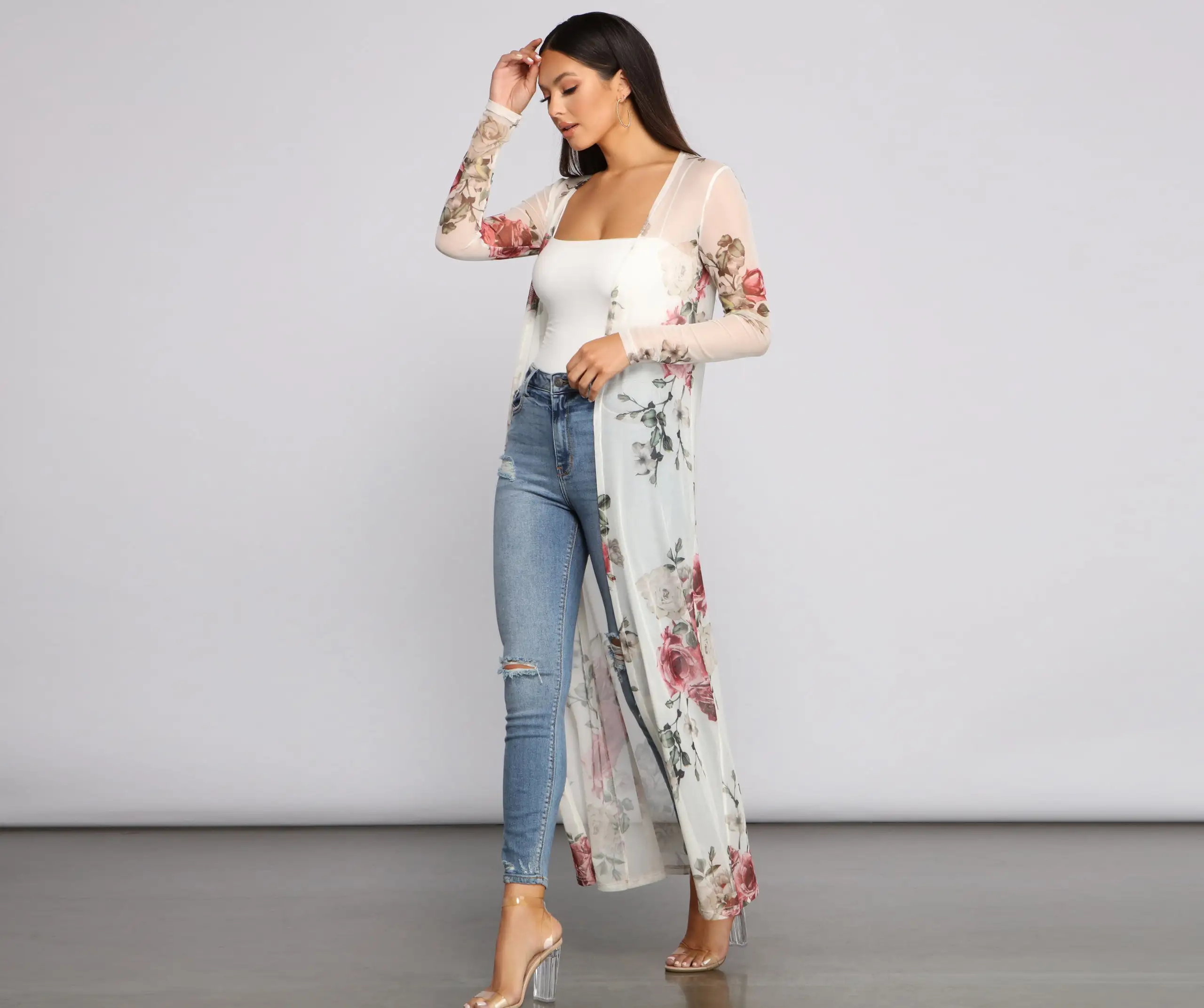 Windsor. Flowy In Floral Mesh Duster 6 Windsor. Flowy In Floral Mesh Duster - Image 4