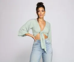 Windsor. Take A Gaze Gauze Tie Front Top