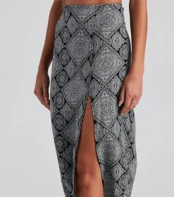 Windsor. Challis Boho Slit Midi Skirt -Formal Dresses Online Shop 06301 0149 4
