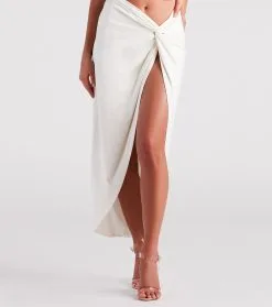 Windsor. Summer Nights Linen High Slit Midi Skirt