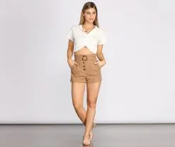 Windsor. Belted Button Detail Paper Bag Shorts -Formal Dresses Online Shop 06303 0059 5 eb129bf7 2faf 455a a073 bad94063a668