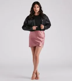 Windsor. Smooth In Satin Slit Mini Skirt 15 Windsor. Smooth In Satin Slit Mini Skirt -Formal Dresses Online Shop 06401 0561 2