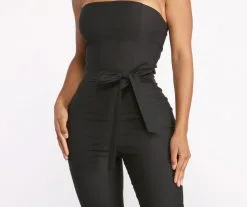 Windsor. Sleeveless Twill Tie Waist Catsuit -Formal Dresses Online Shop 06402 0196 3 6677fa57 e42e 4897 a771 c5fa025866e7