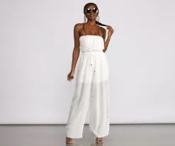 Windsor. Sleeveless Dotted Wide Leg Jumpsuit