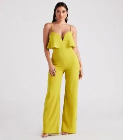 Windsor. Chic Flair Ruffle Detail Jumpsuit