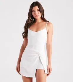Windsor. Start Fresh Crepe Faux Wrap Skort Romper