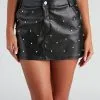 Windsor. Chic Details Pearl PU Mini Skirt 2 Windsor. Chic Details Pearl PU Mini Skirt -Formal Dresses Online Shop 06501 0745 4