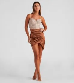 Windsor. A Night In Satin Wrap Mini Skirt