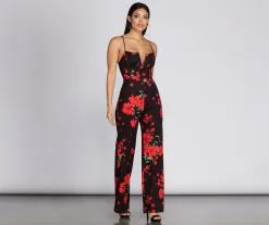 Windsor. Floral Feeling V Wire Jumpsuit