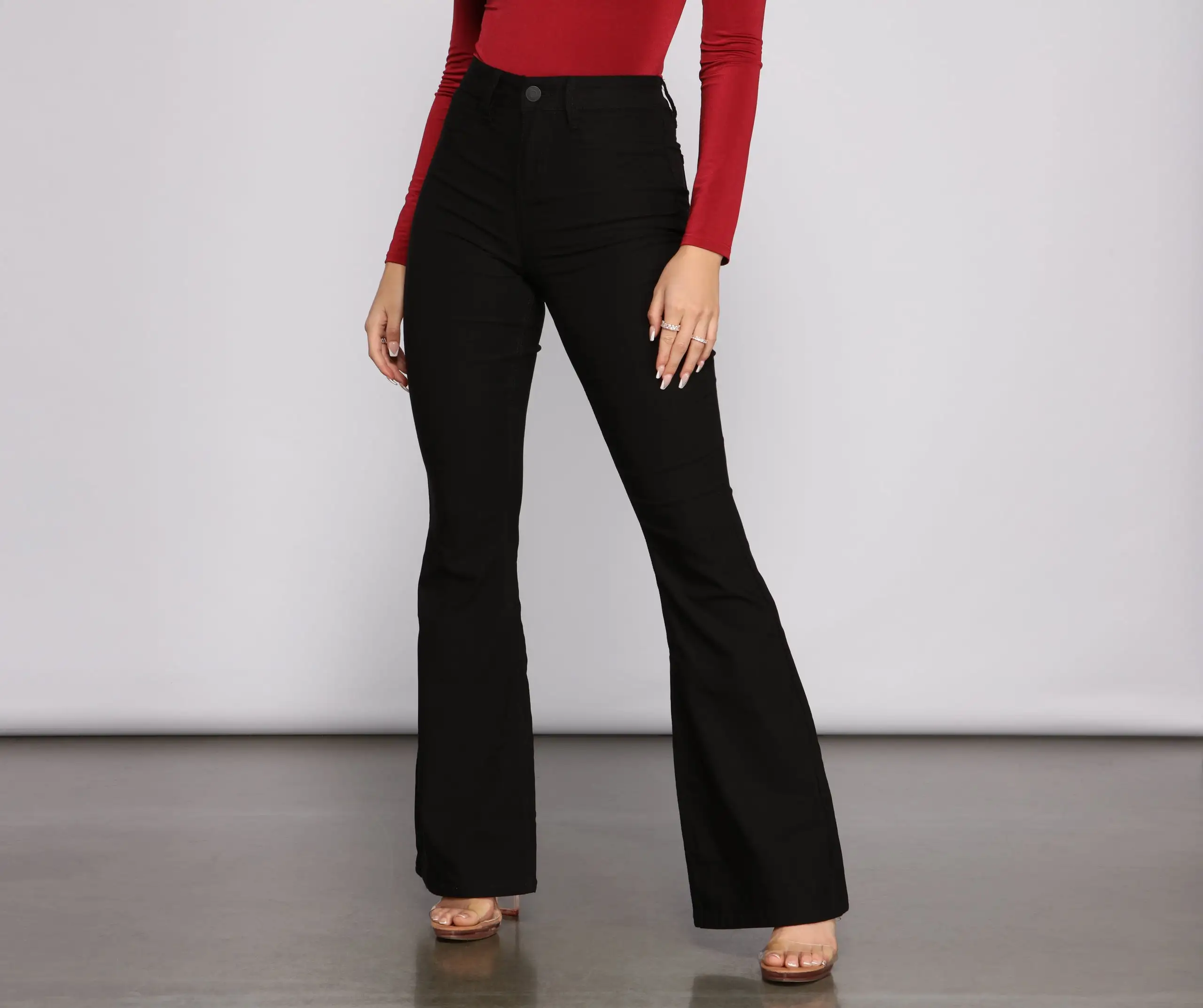 Windsor. High Rise Ponte Knit Flare Pants 3 Windsor. High Rise Ponte Knit Flare Pants