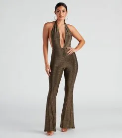 Windsor. Enticing Love Glitter Halter Jumpsuit