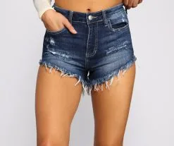 Windsor. High-Rise Destructed Cutoff Denim Shorts 9 Windsor. High-Rise Destructed Cutoff Denim Shorts -Formal Dresses Online Shop 06603 0140 3