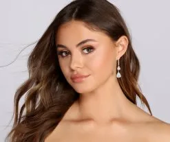 Windsor. Radiating Teardrop Cubic Zirconia Earrings