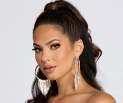 Windsor. Disco Days Fringe Rhinestone Earrings