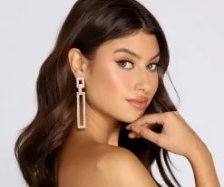 Windsor. Long Nights Rhinestone Door Knocker Earrings