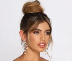 Windsor. Rhinestone Leaf Duster Earrings