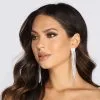 Windsor. Resolutions Square Rhinestone Fringe Earrings -Formal Dresses Online Shop 07001 0246 1
