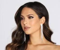 Windsor. Resolutions Square Rhinestone Fringe Earrings