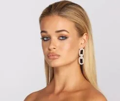 Windsor. Tiered Rhinestone Chain Link Earrings