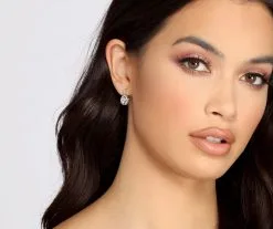 Windsor. Halo Drop Cubic Zirconia Earrings