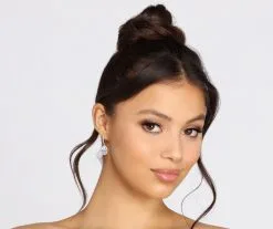 Windsor. Cubic Zirconia Halo Teardrop Earrings