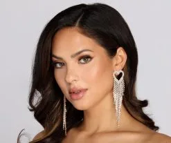 Windsor. Heart To Heart Rhinestone Fringe Earrings