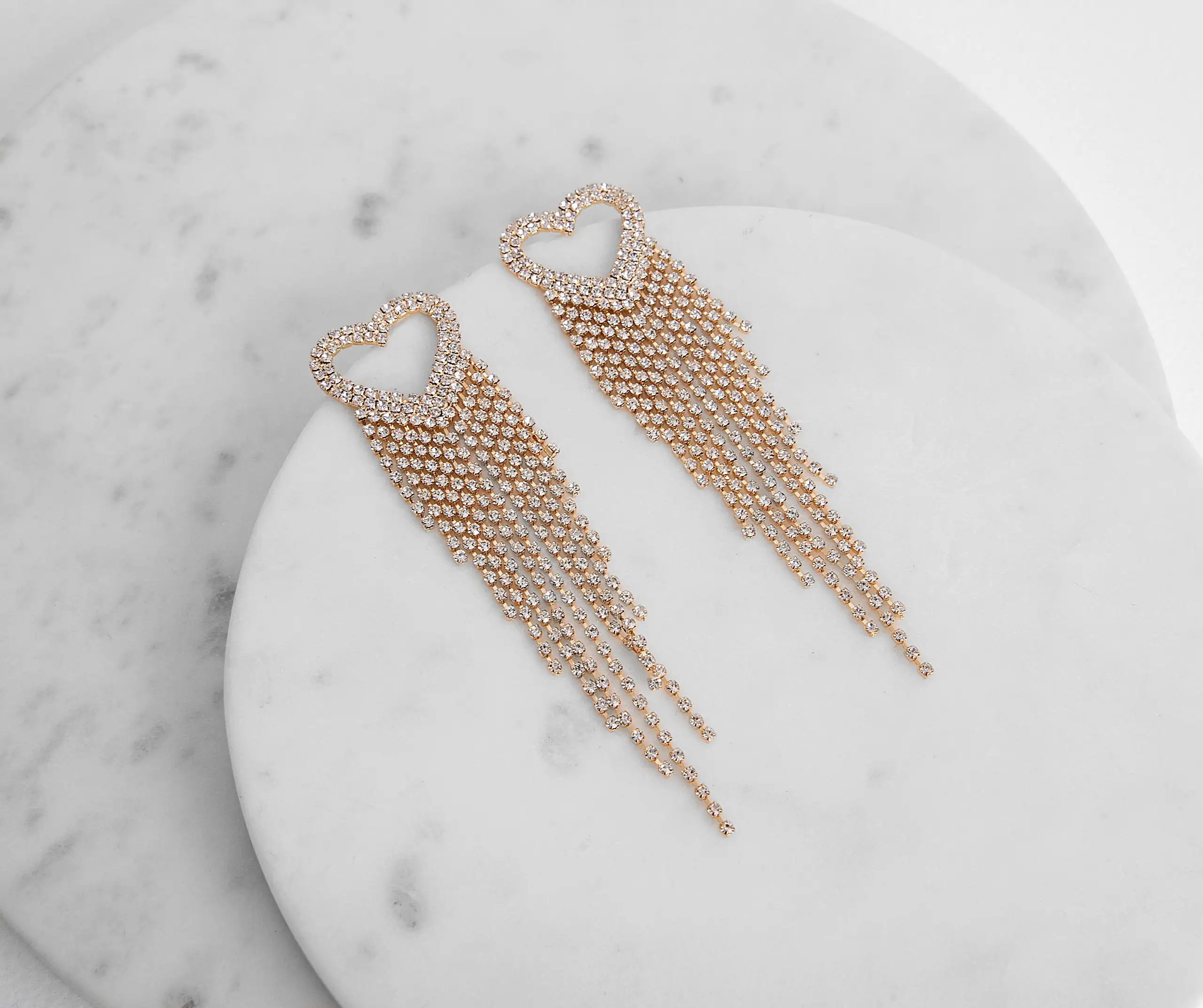 Windsor. Heart To Heart Rhinestone Fringe Earrings 4 Windsor. Heart To Heart Rhinestone Fringe Earrings - Image 2