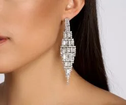 Windsor. Born For It Baguette Rhinestone Kite Earrings