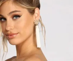 Windsor. Flower Child Rhinestone Tassel Earrings