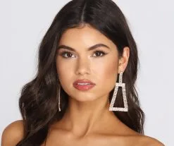 Windsor. Dangling Rhinestone Door Knocker Earrings