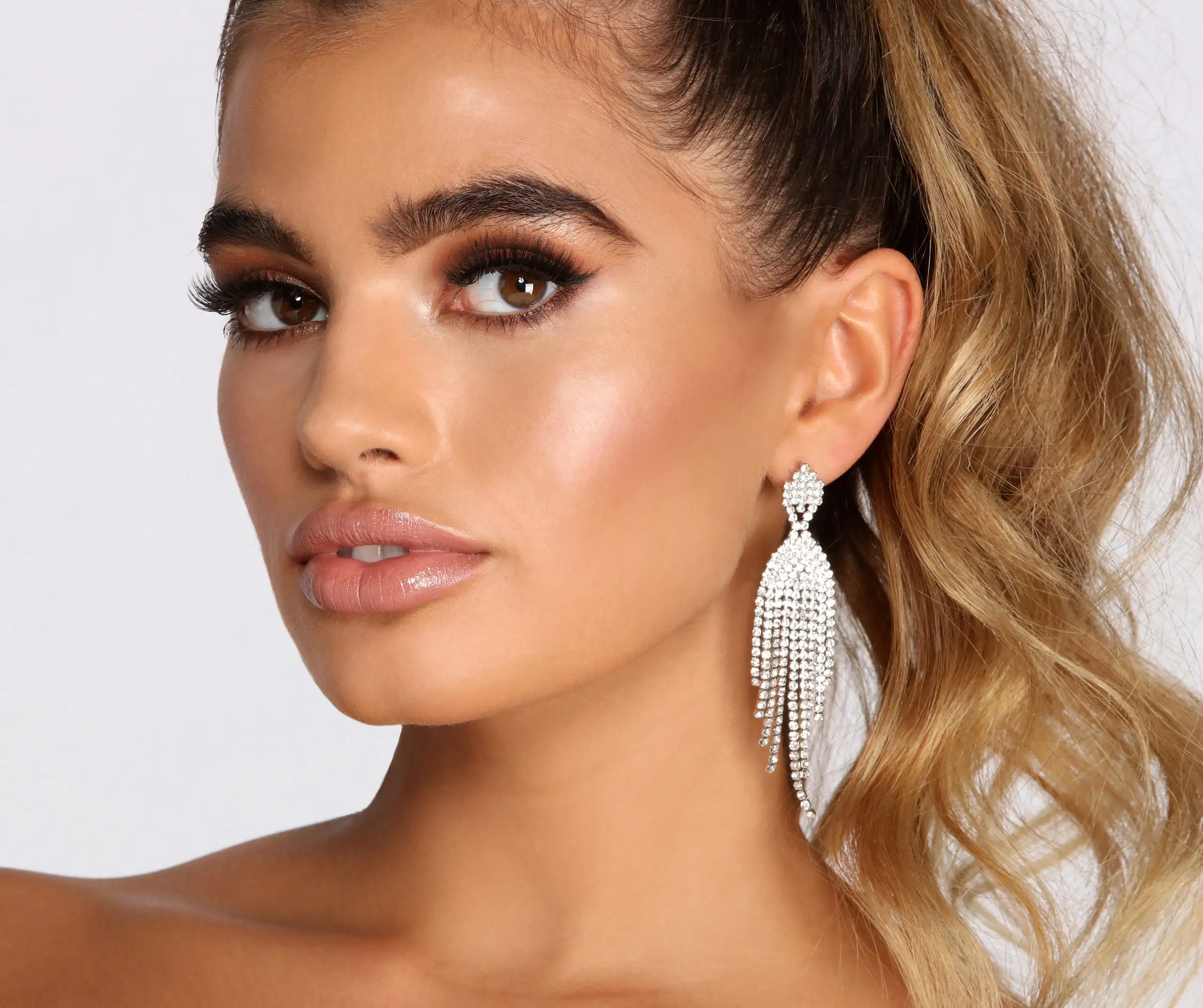 Windsor. Flashing Lights Rhinestone Fringe Earrings 3 Windsor. Flashing Lights Rhinestone Fringe Earrings