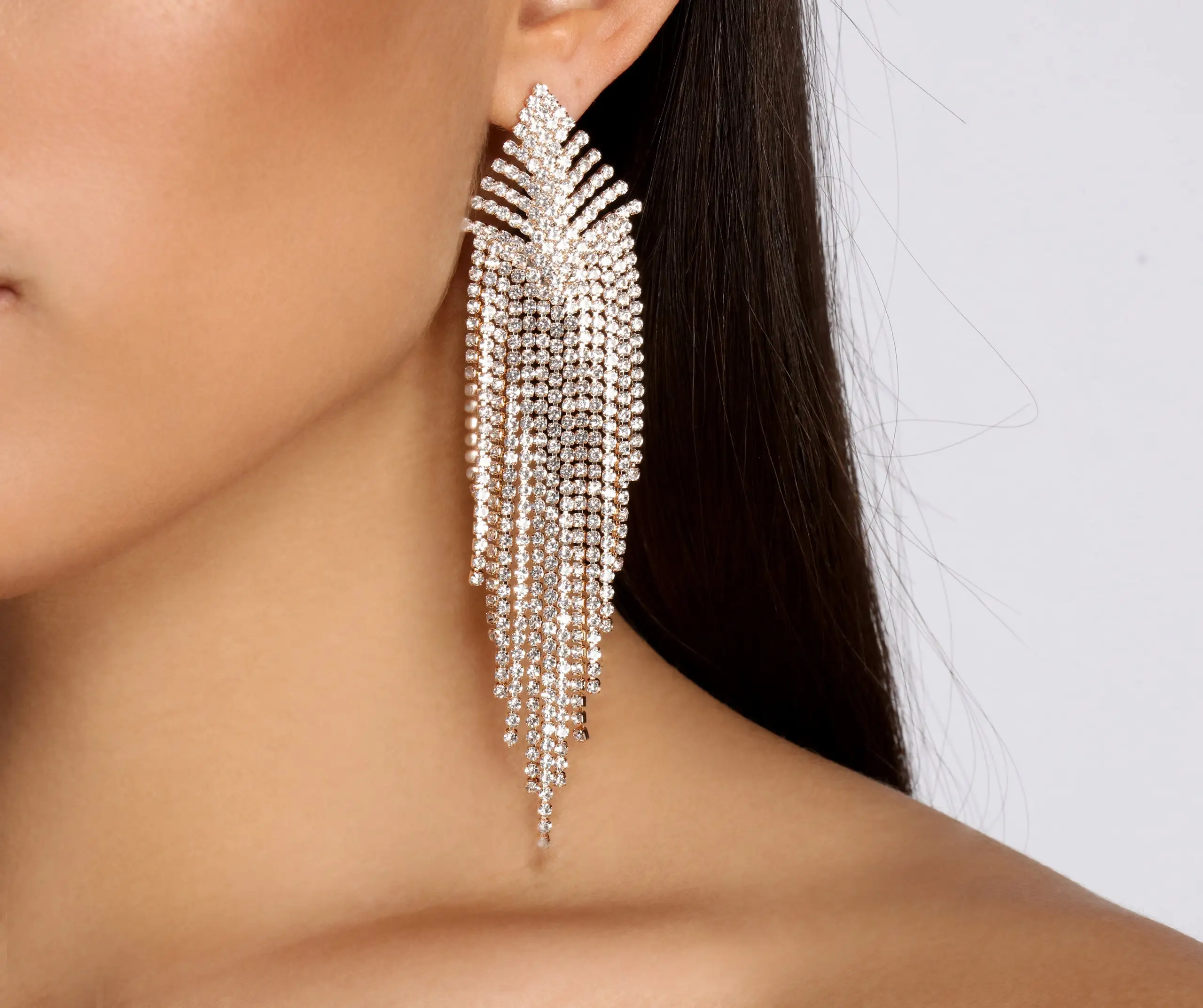 Windsor. Unique Feels Rhinestone Fringe Earrings 3 Windsor. Unique Feels Rhinestone Fringe Earrings