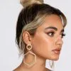 Windsor. Hexagon Rhinestone Drop Hoop Earrings -Formal Dresses Online Shop 07001 0368 1