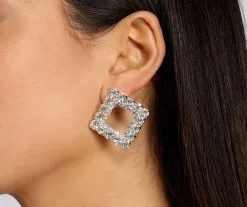 Windsor. Black Tie Affair Square Rhinestone Studs