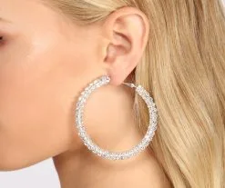 Windsor. Shine All Night Rhinestone Hoop Earrings