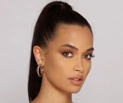 Windsor. Triple Layered Rhinestone Hoops