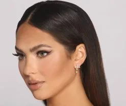 Windsor. Cubic Zirconia Cross Charm Stud Earrings