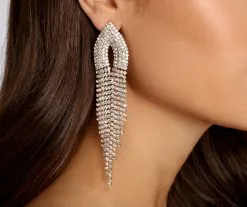 Windsor. Party Time Pointed Rhinestone Fringe Earrings