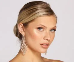 Windsor. Triple Row Rhinestone Oval Linked Duster Earrings