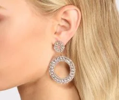 Windsor. Make It Shine Gold Rhinestone Circular Drop Earrings