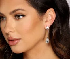 Windsor. Shine On Teardrop Halo Earrings