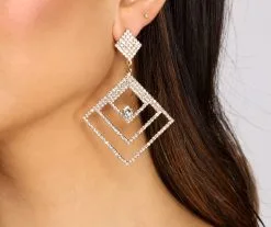 Windsor. Luxe Rhinestone Square Earrings