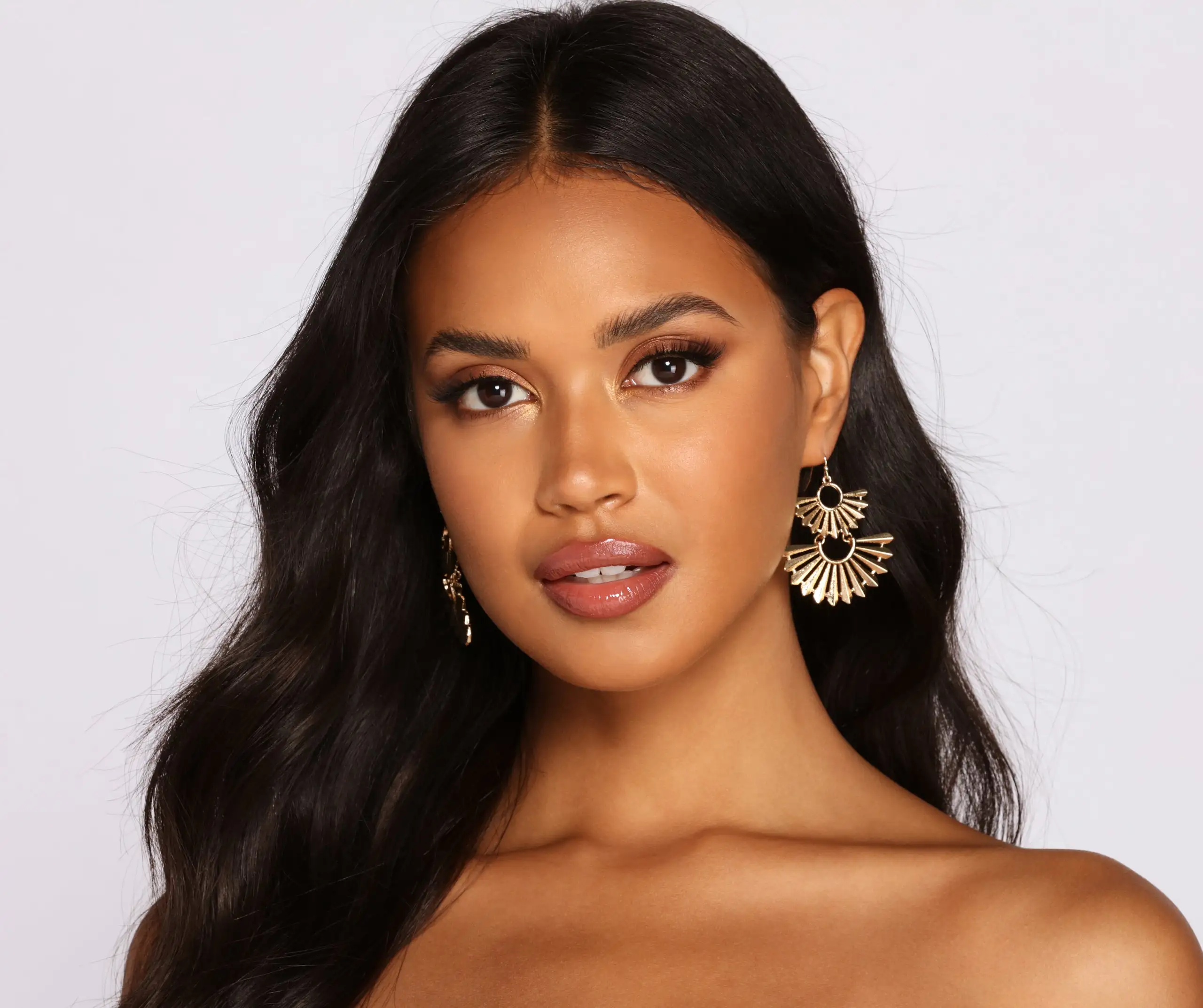 Windsor. Double Glamour Metal Fan Earrings 3 Windsor. Double Glamour Metal Fan Earrings