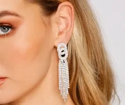 Windsor. All The Bling Rhinestone Fringe Earrings