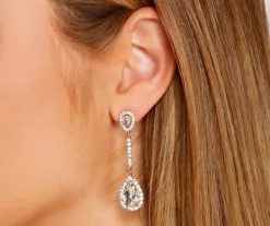 Windsor. Shine On Teardrop Halo Earrings -Formal Dresses Online Shop 07001 0925 2