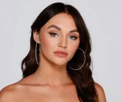 Windsor. Beautiful Night Rhinestone Thin Hoop Earrings