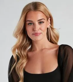 Windsor. Clearly Chic Long Rhinestone Earrings